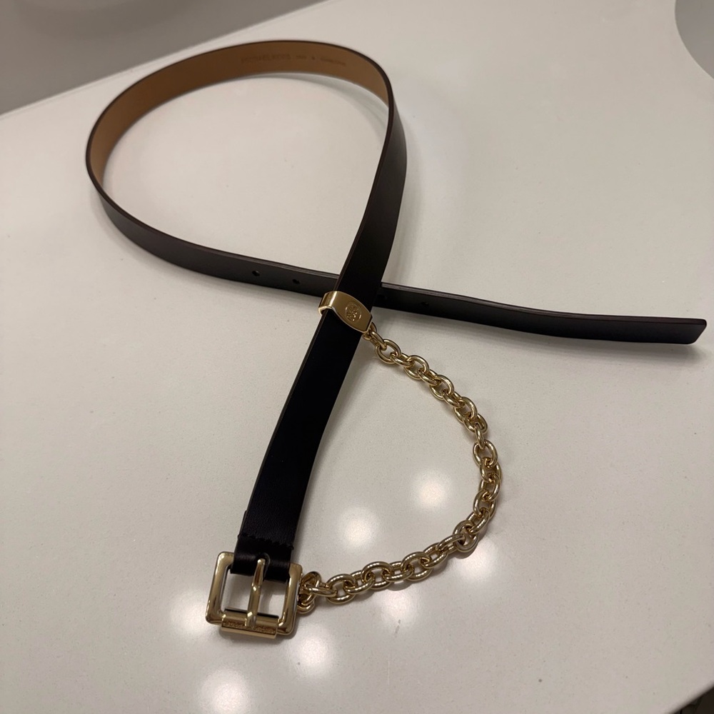 Michael Kors Brown Belt with Gold Chain Accent - Picture 2 of 7